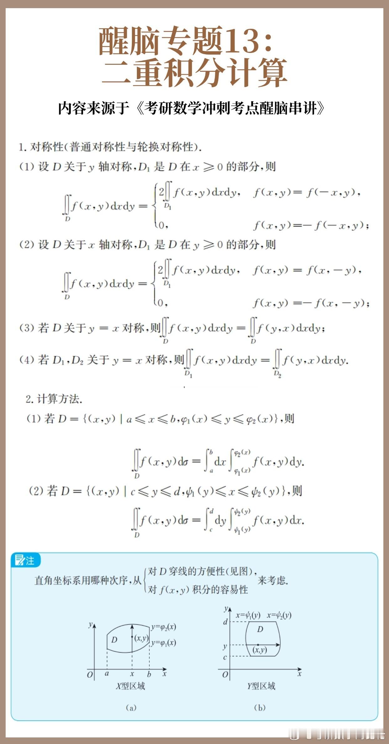 考研数学30天急救计划！【醒脑专题13】：二重积分计算30天30个核心专题，把数