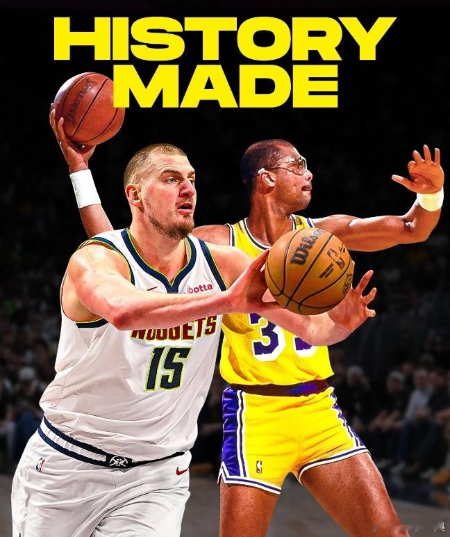 约基奇超越贾巴尔，成为NBA历史助攻最多的中锋。请细品这句话，一位七尺长人用传球