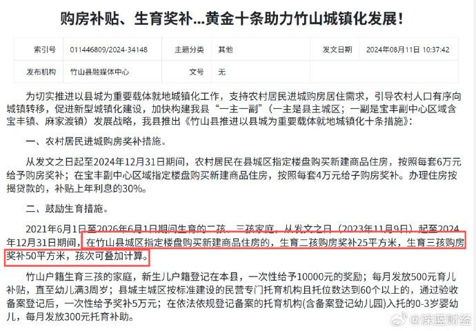 这个政策实惠，生三胎给75平米住房，还不起房贷，生孩子可以抹平，好办法，双赢，利