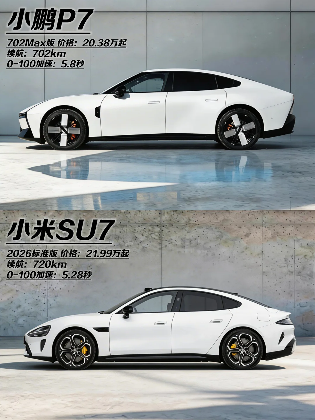 小鹏P7和小米SU7怎么选？看完秒懂！