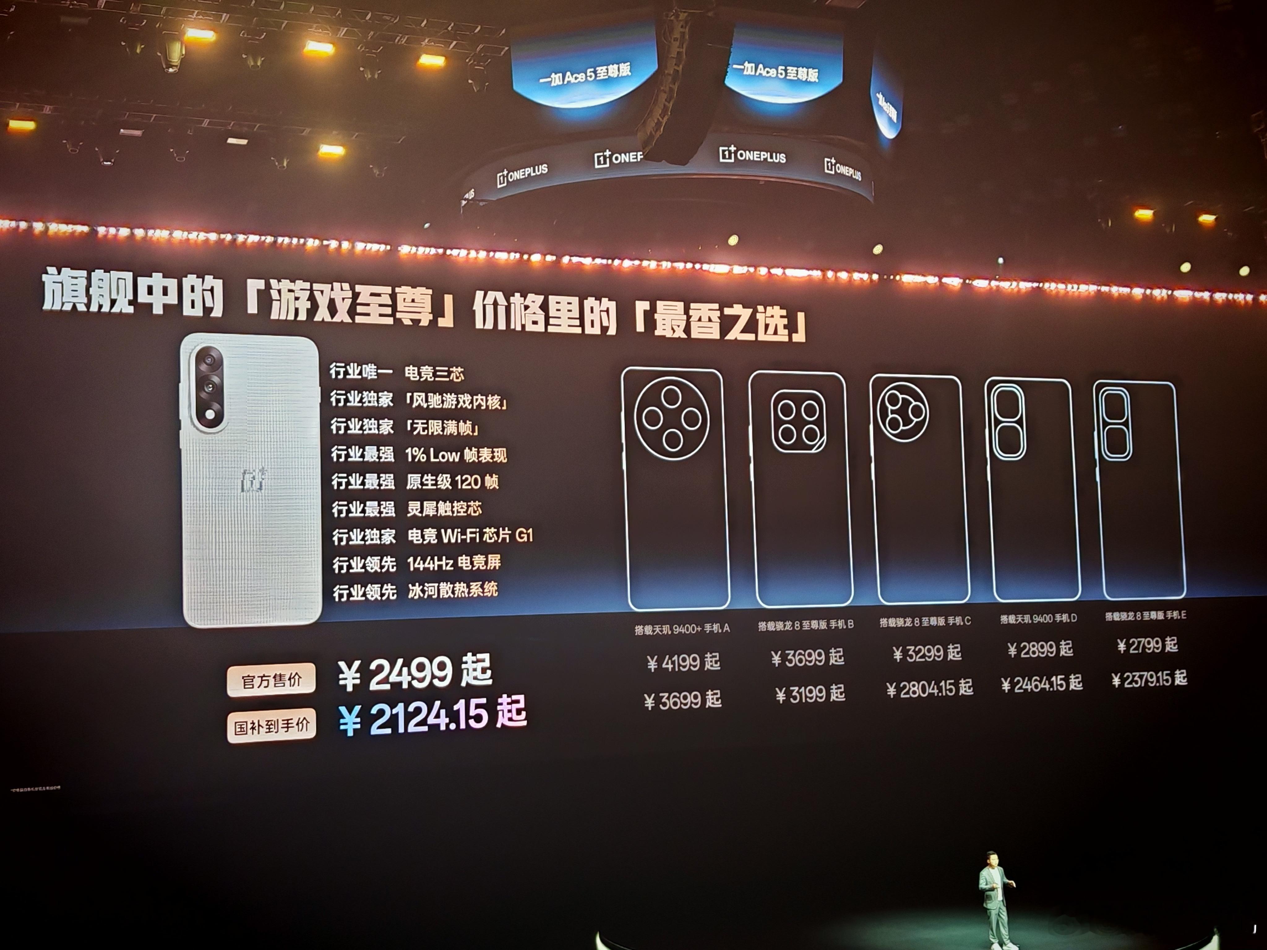 一加Ace5至尊版9400+ 啊官方售价2499，国补后只要 2124.15元 