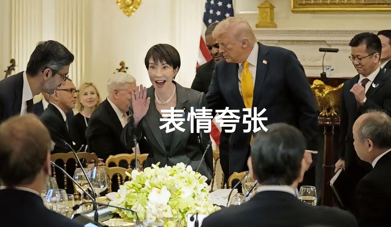 高市早苗访美的夸张表情秀。