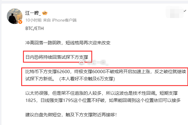 晚上好！马上美股开盘，比特币以太坊关注本人午间说的底部支撑！日内也是符合我的预期