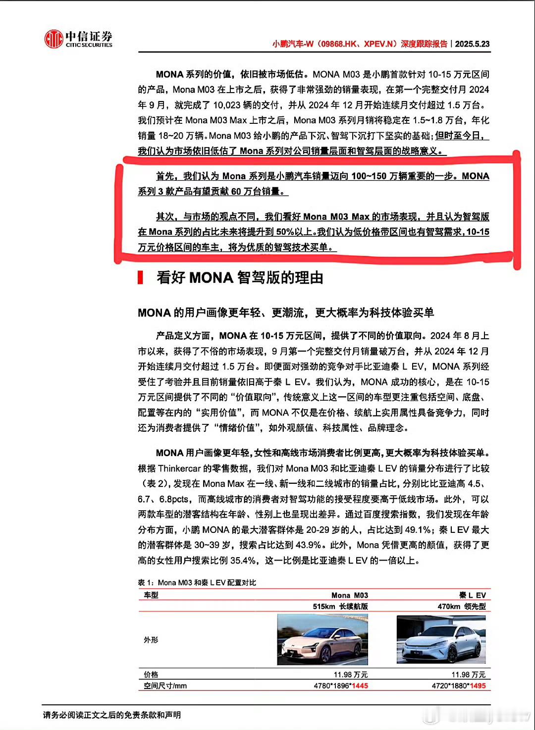 头部券商称小鹏MONA是15万唯一真智驾小鹏MONA Max版算力是同级别车型的