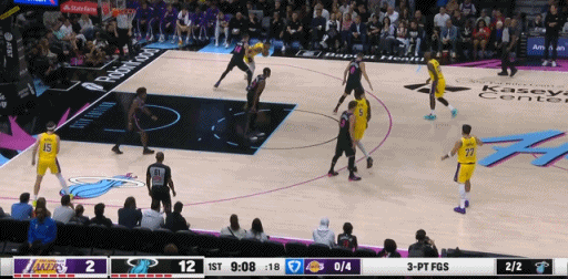 你不累么？詹姆斯背靠背再秀双手挂扣！
在今天NBA常规赛湖人对阵热火的第一节比赛