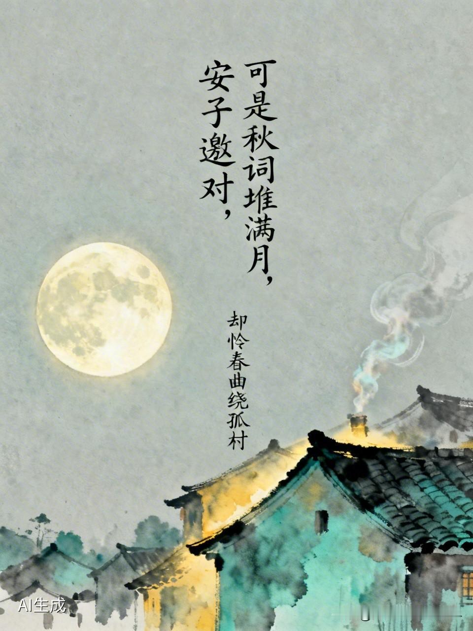 上联：可是秋词堆满月，安子邀对下联。却怜春曲绕孤村。[微风]l