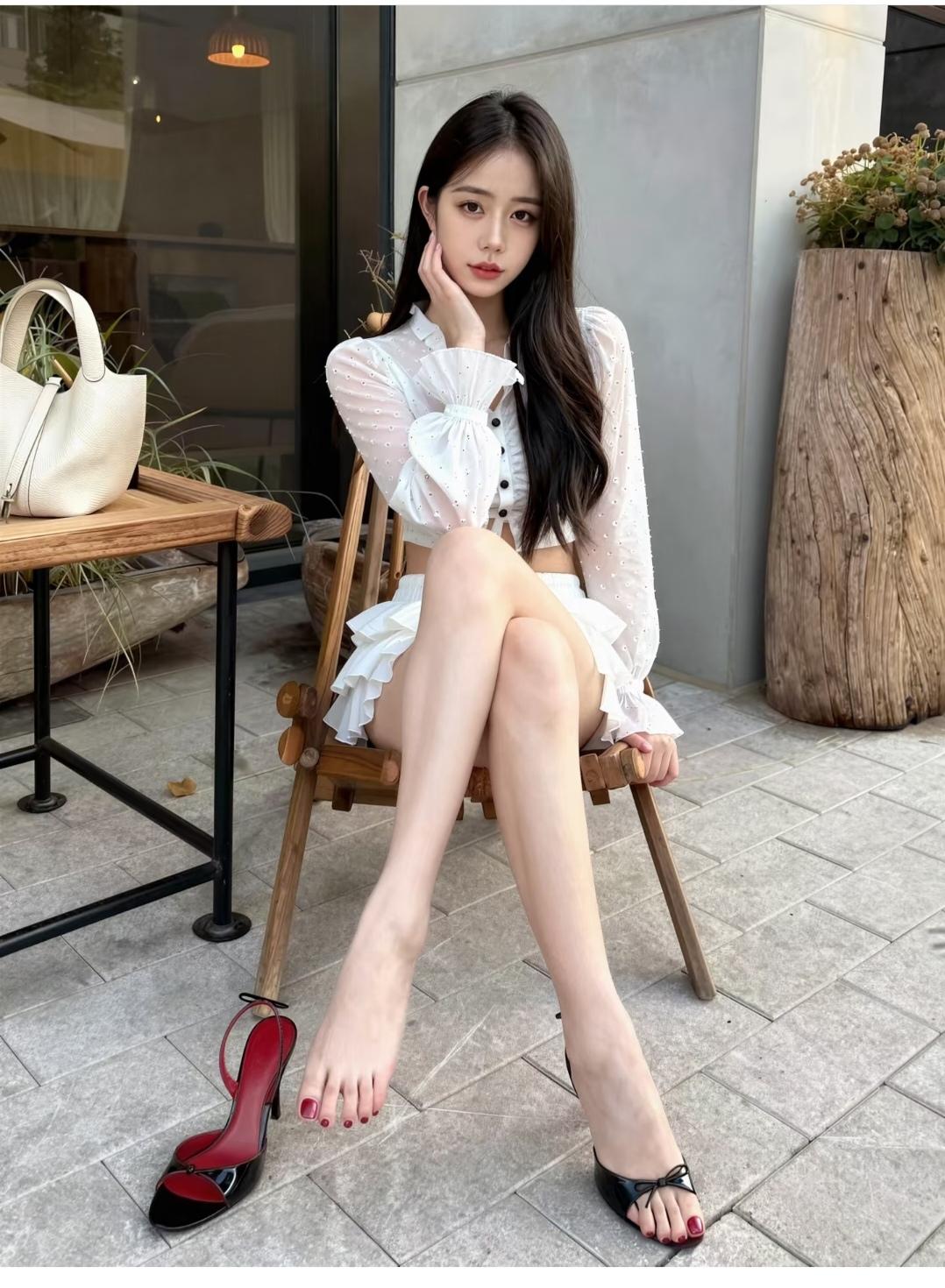 脱鞋凉凉脚，把脚趾头都挤红了。