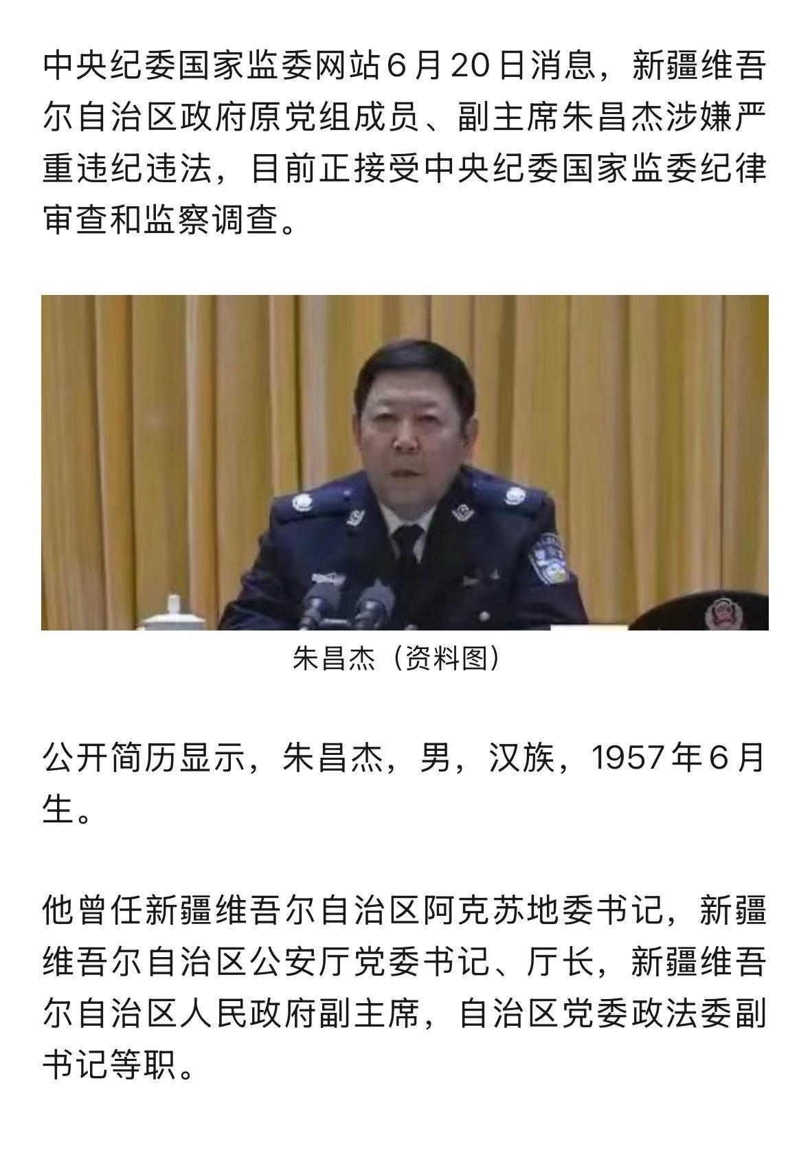 假期打虎！朱昌杰被查 