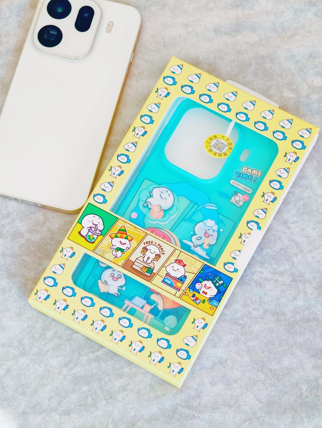 给Find X9 Pro整了个靓壳AiUV&乖巧宝宝联名湖蓝色和霜白机身太搭了，