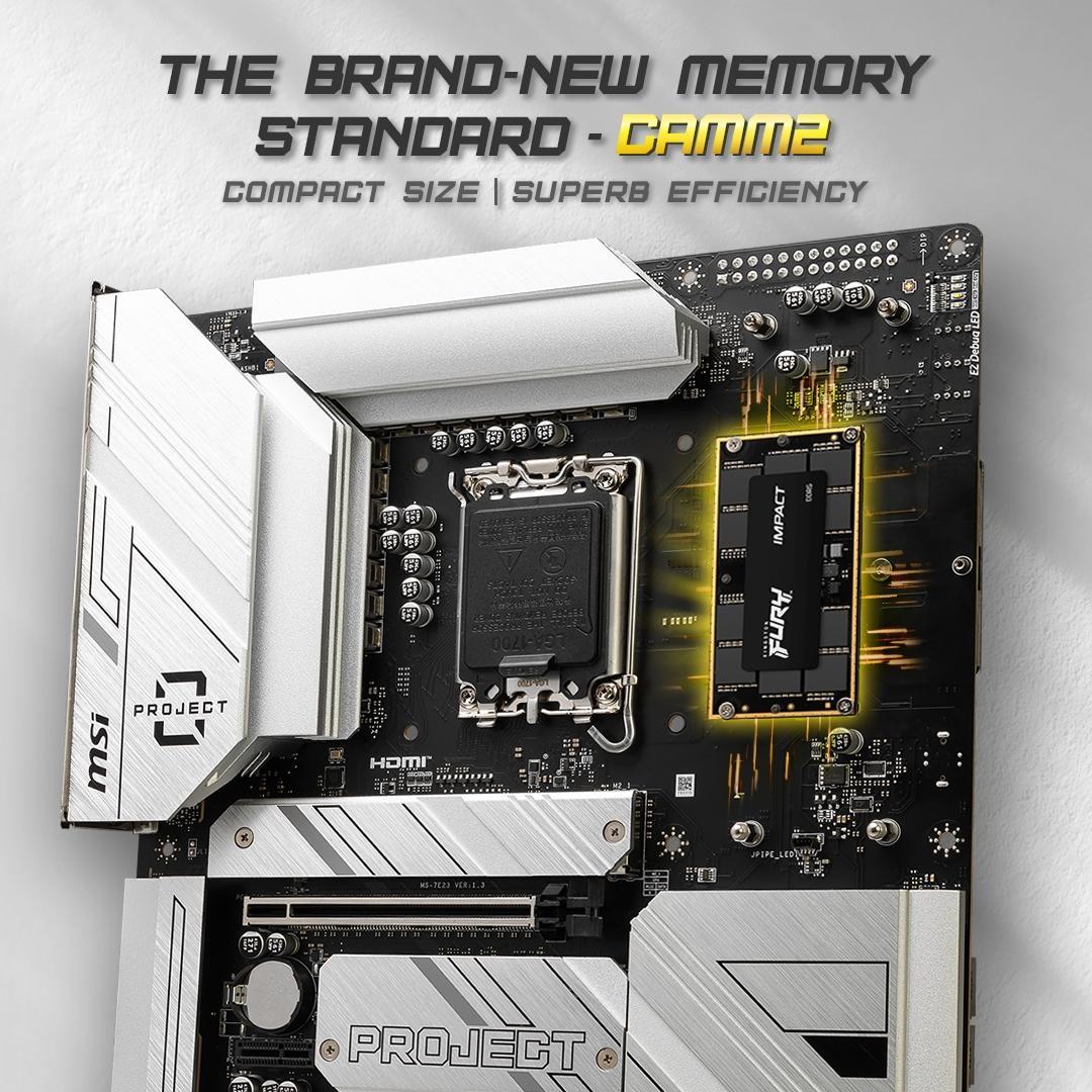 【微星推出首款DDR5 CAMM2内存主板】近日，微星预告了全球首款配备DDR5