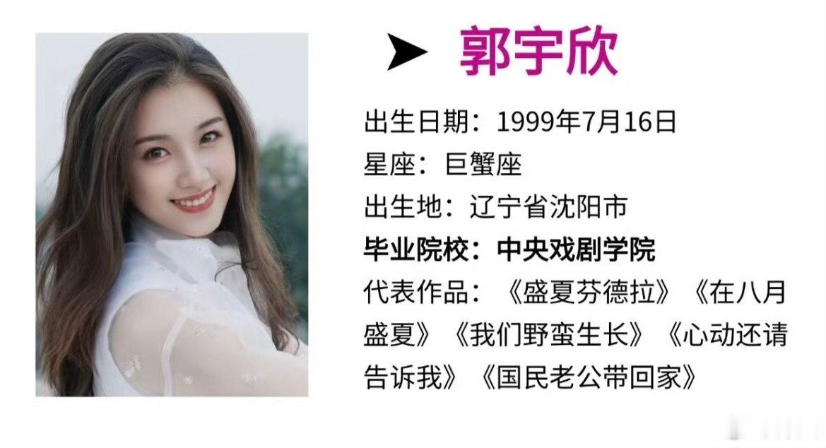 郭宇欣学历郭宇欣的学历 郭宇欣的学历，戏剧教育专业曝郭宇欣称非科班的抢了科班的戏