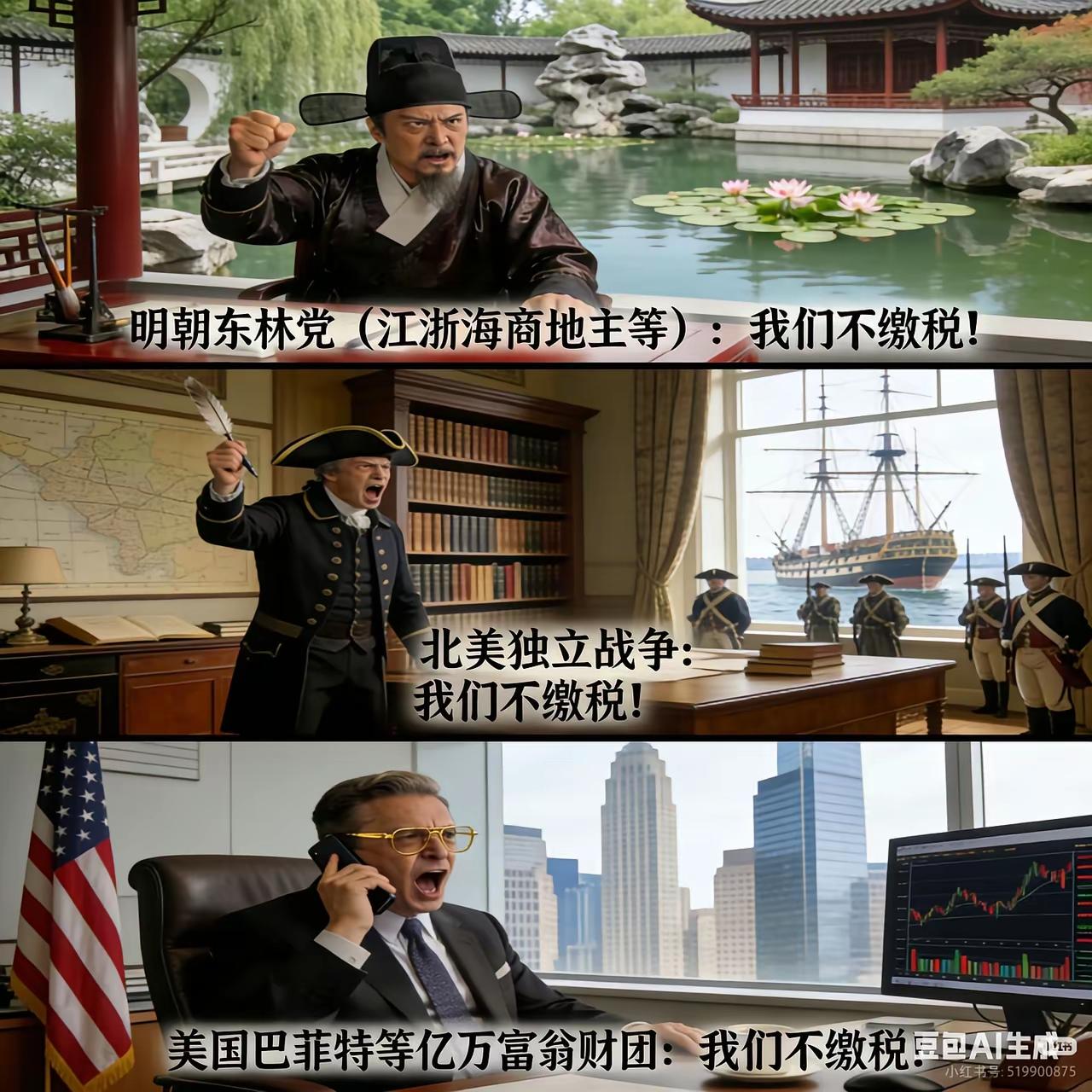 历史总是这么多相似，越富的群体越不缴税，因为他们掌握了话语权