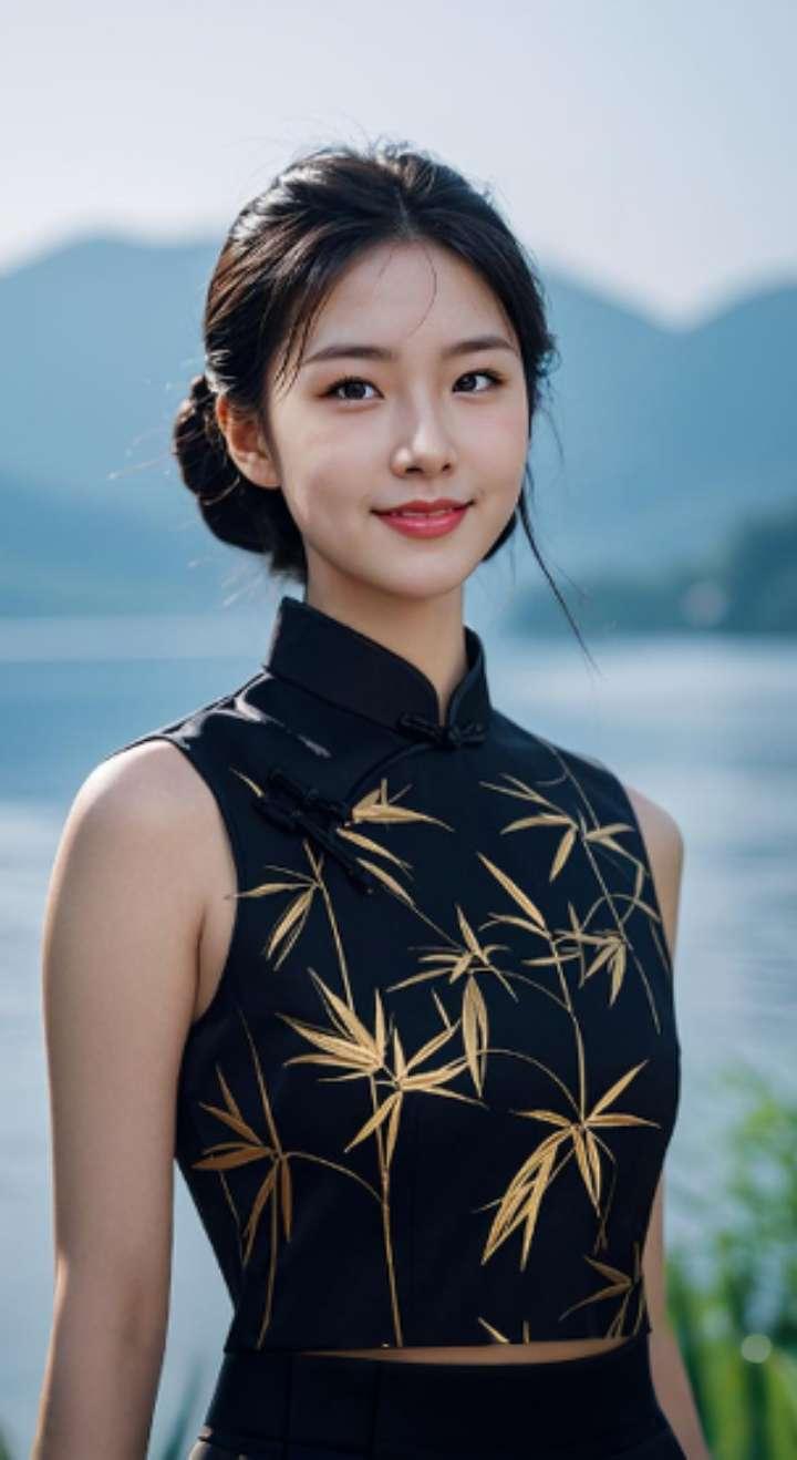 AI扩图 AI西湖旗袍雅