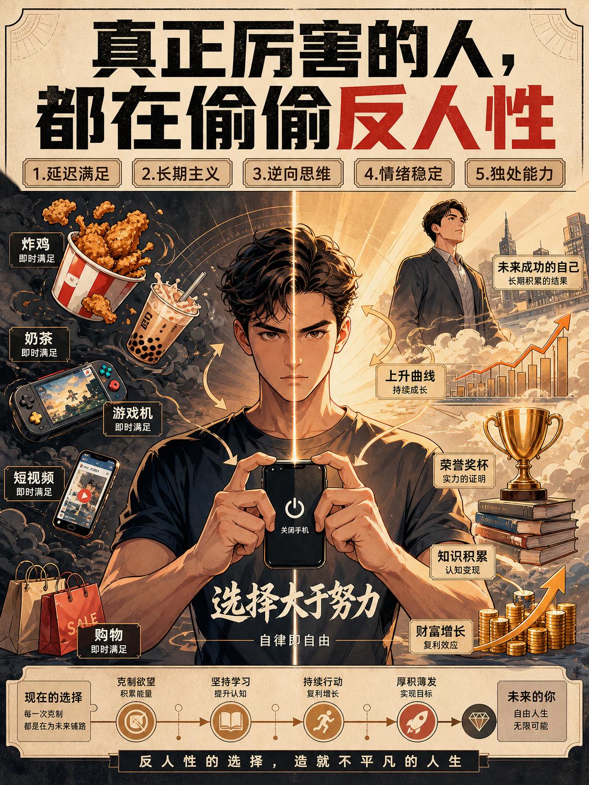 真正厉害的人，都在偷偷反人性。很多人以为，厉害的人是因为天赋强、运气好...