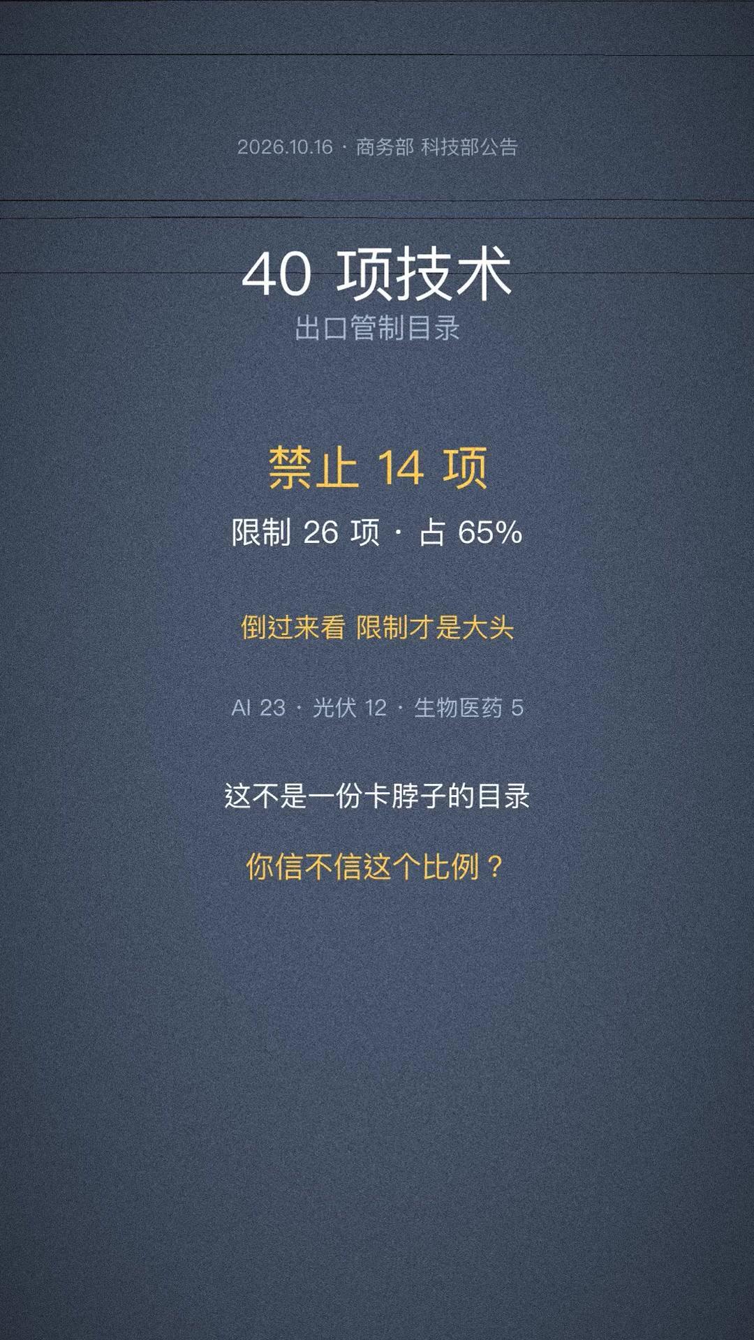 核心要点一次理清楚：

📍 管制基本情况
商务部科技部10月16日公告拟列管4