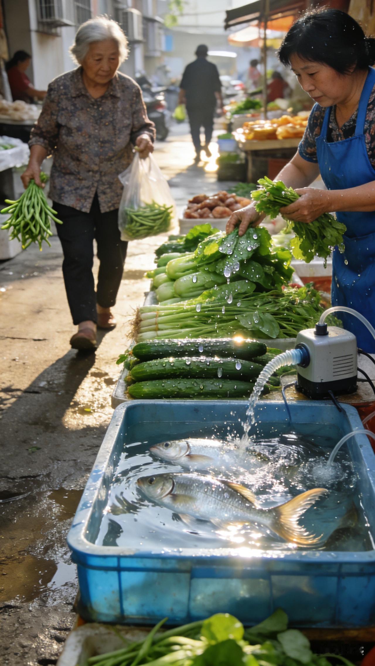 买菜路上的见闻走出小区，穿过路口喧闹的早点摊，便到了每日必去的菜市。清晨的市场总