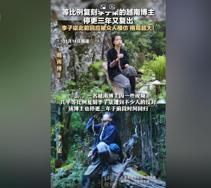 “模仿界的天花板，你停更我也停更！”等比例复刻李子柒的越南博主，停更三年后再次复