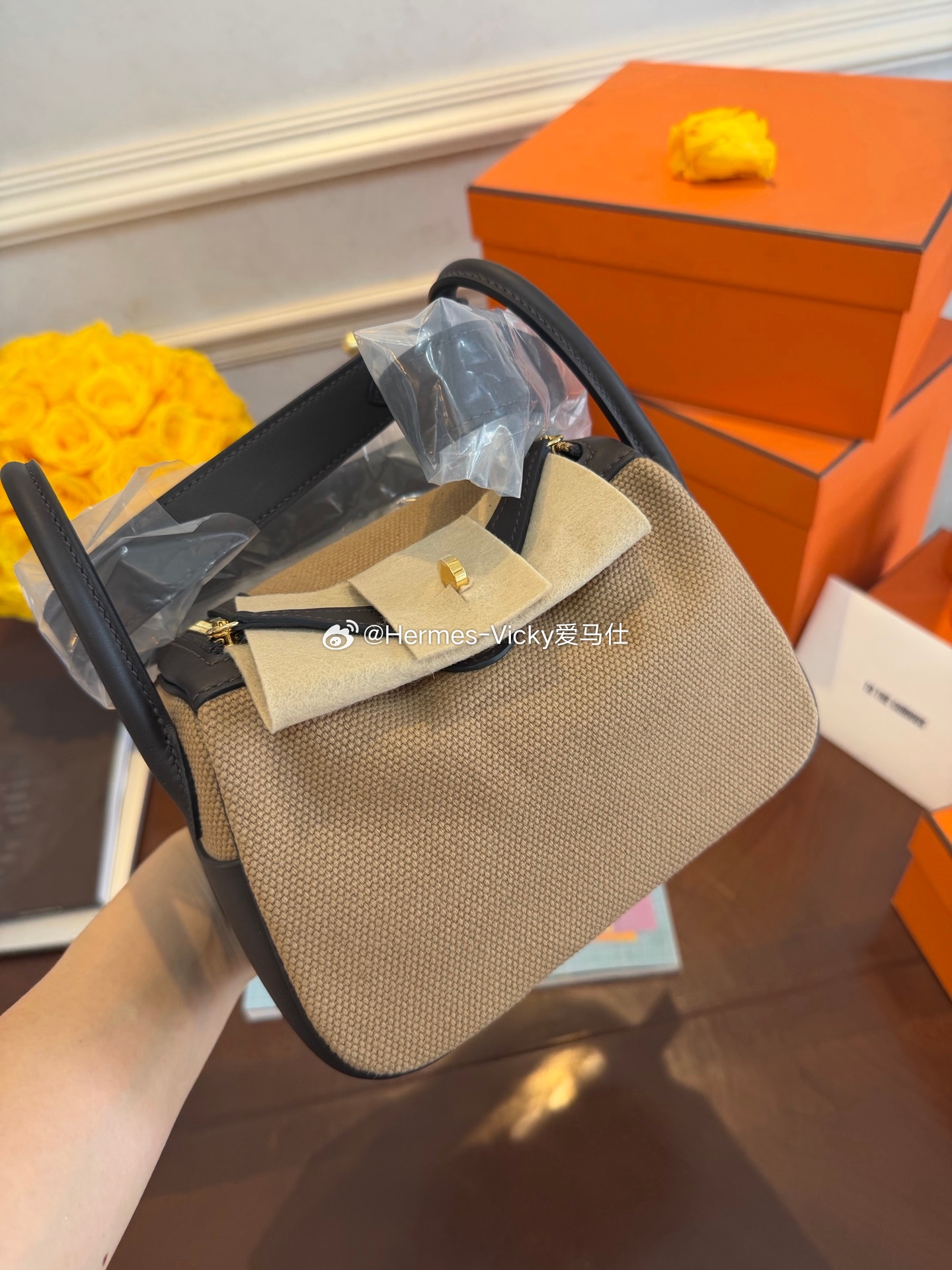mini lindy swift皮拼帆布 慕斯色爱马仕hermes