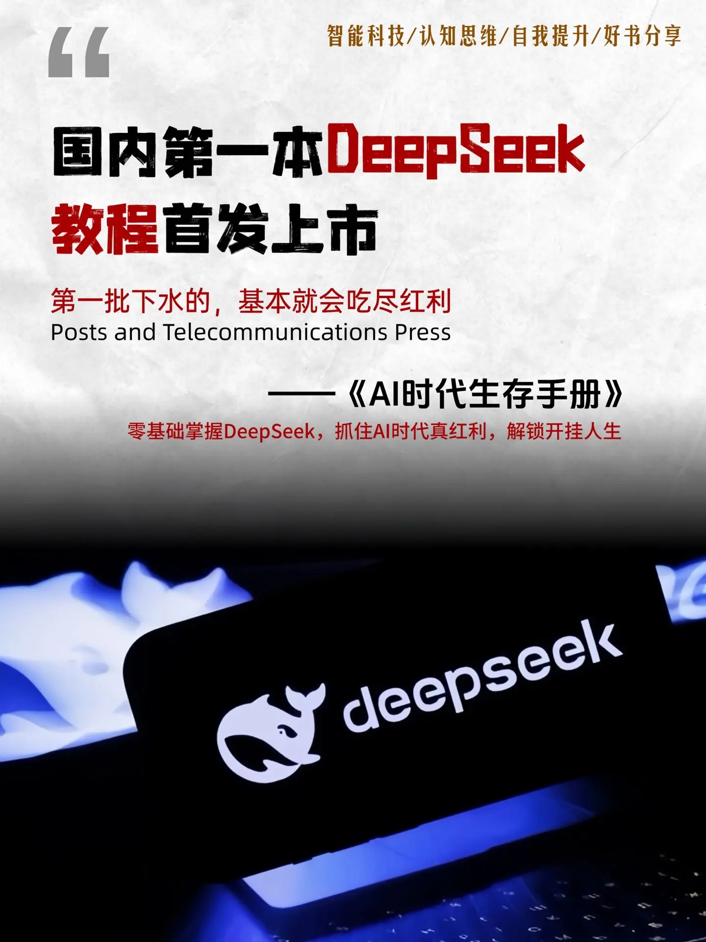 国内第一本DeepSeek教程首发上市啦！ 第一批下水的，基本就会吃尽...