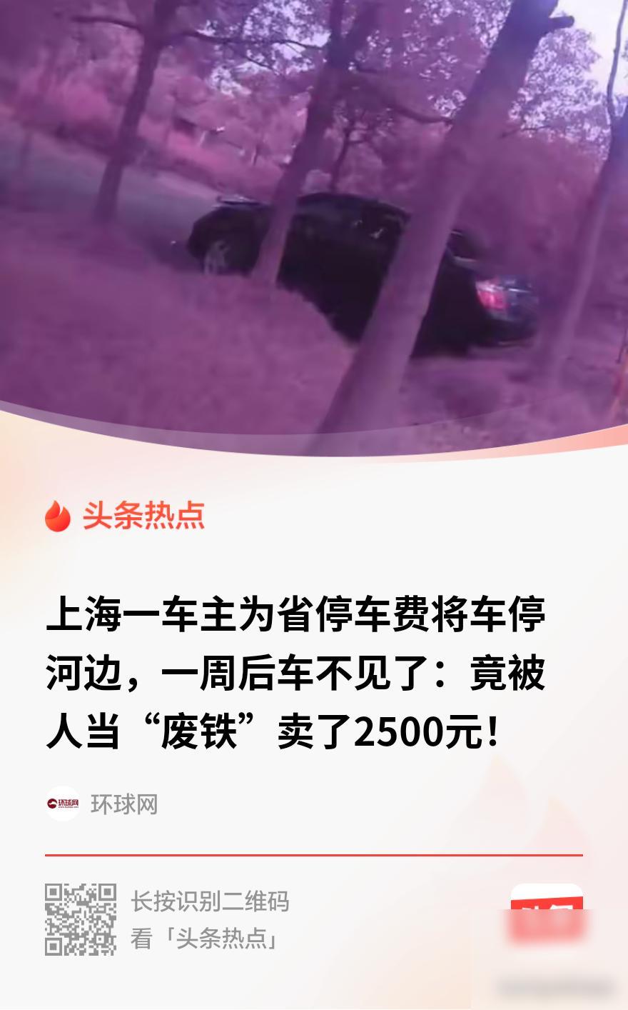 “贪小便宜吃大亏！”上海，一男子为了省停车费，把车停在一条偏僻河边，想着省点钱，