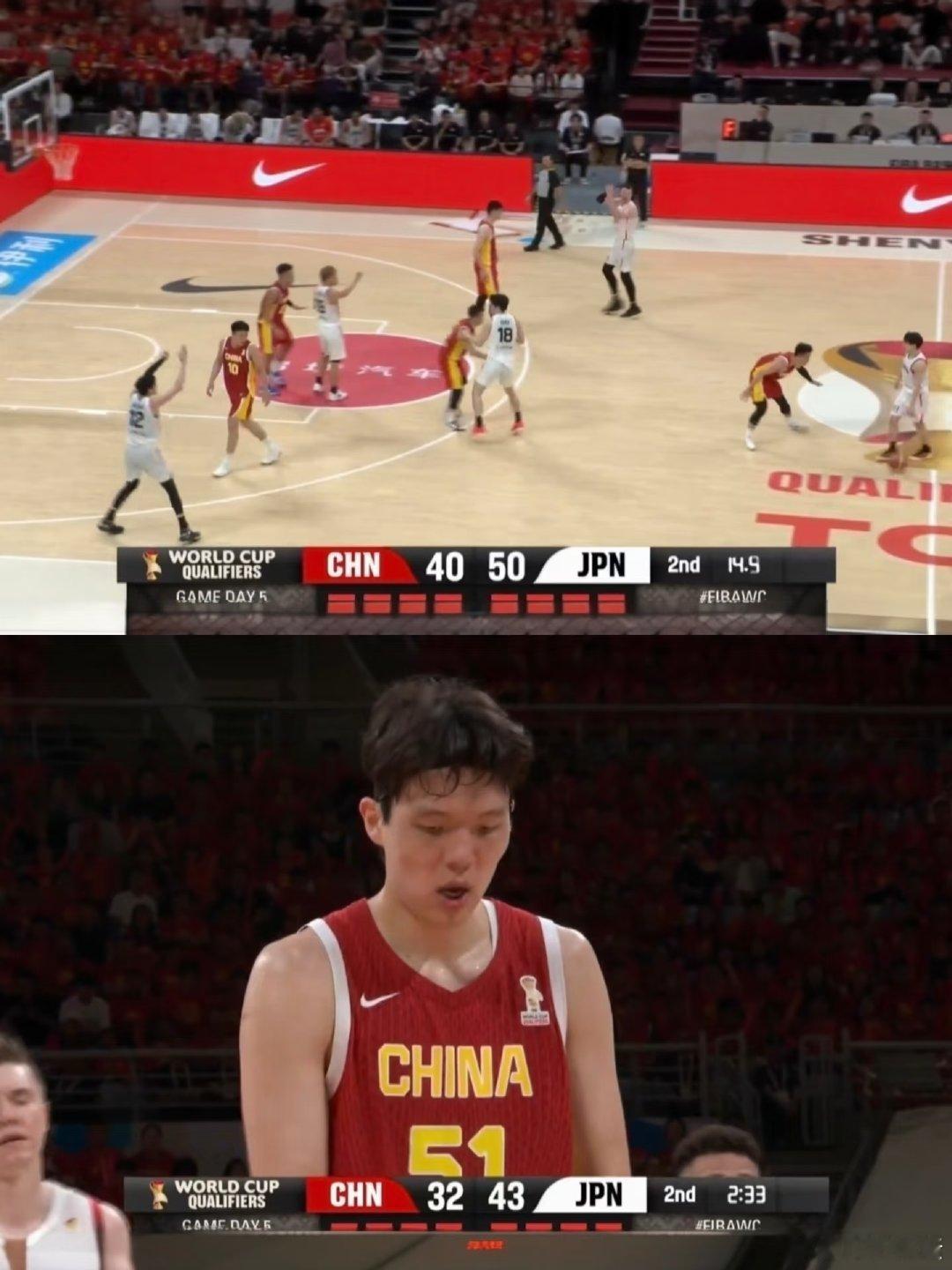 谁看这比分不沉默啊！半场CHN40:50 JPN，直接落后10分！ 重点对手根本