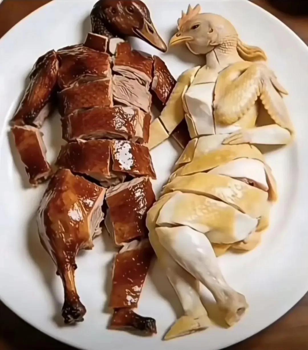 这盘菜摆这造型怎么样？请各位大神给它起个好听的名字！