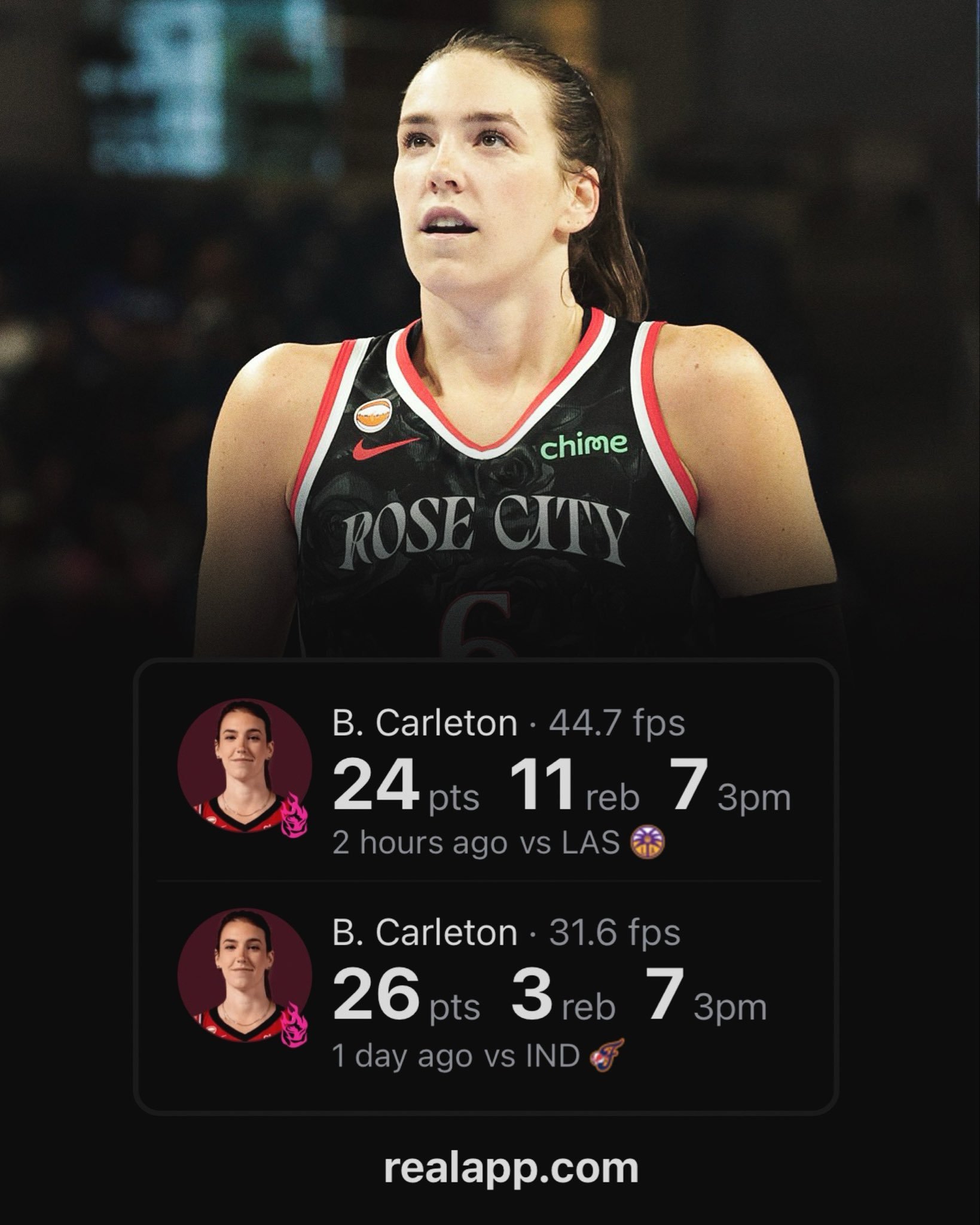 Bridget Carleton is the 3rd player EVER 