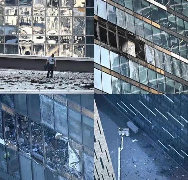 这是三天两次遭到乌克兰无人机攻击的莫斯科IQ-quarter摩天大楼，显然，伤害