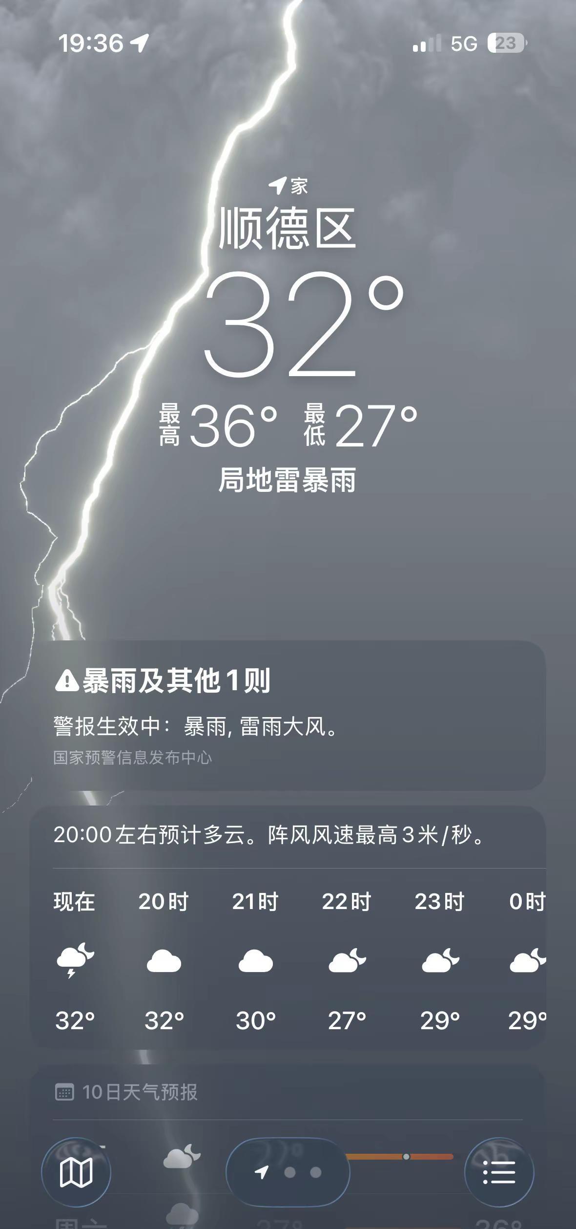 雷暴天气还是32度真是惬意啊雷暴天气