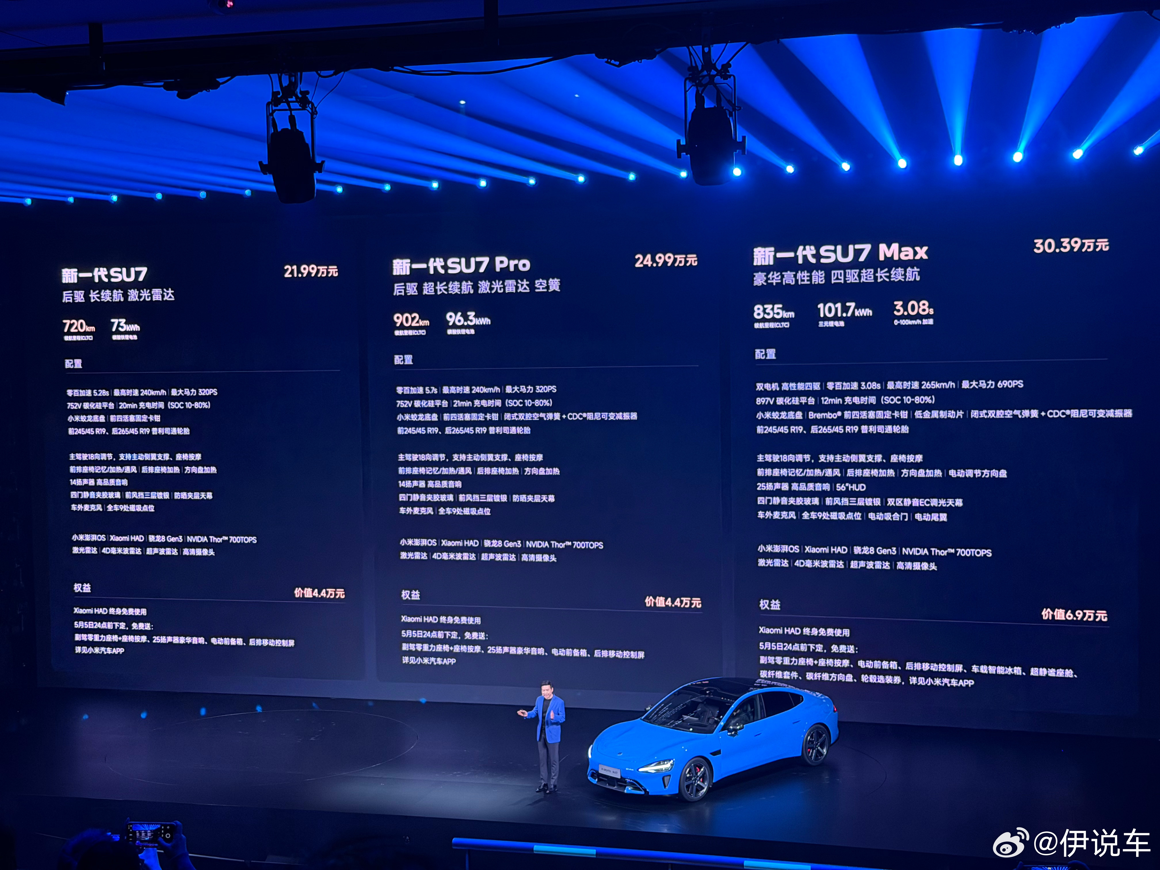 小米新SU7起售价21.99万元标准版售价为 21.99 万元，Pro 版售价为