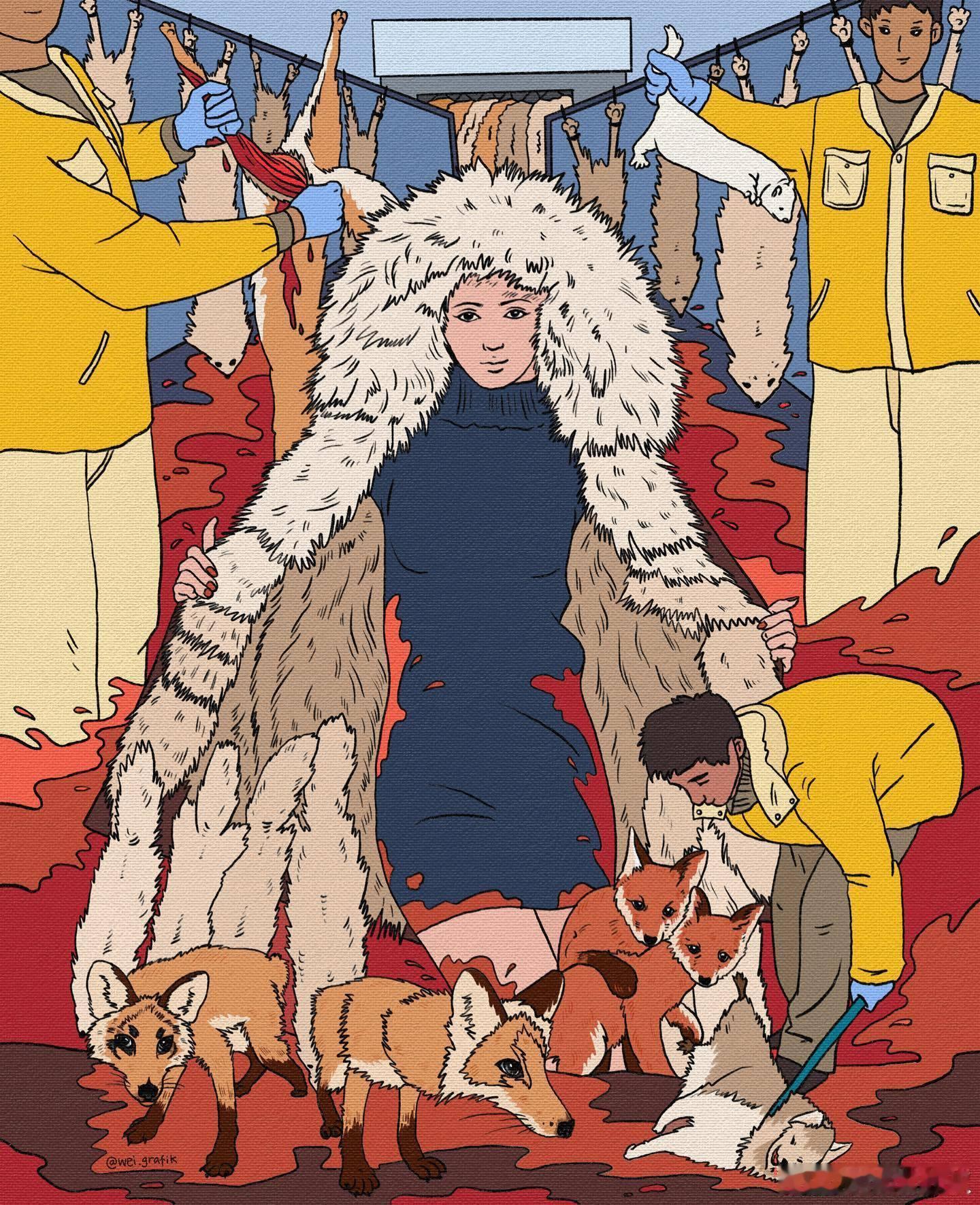 纯素设计师Weiyena Wei，以插画唤起动保零残忍意识。以下选自她的插画作品