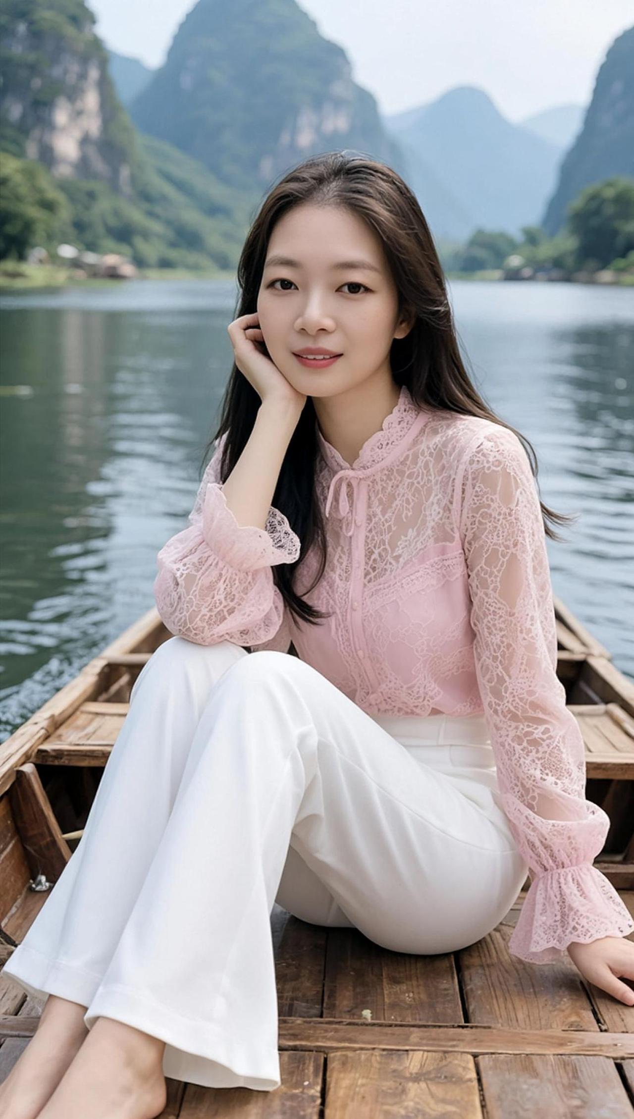 AI湖畔柔美照 甜系女孩 少女写真穿搭颜值