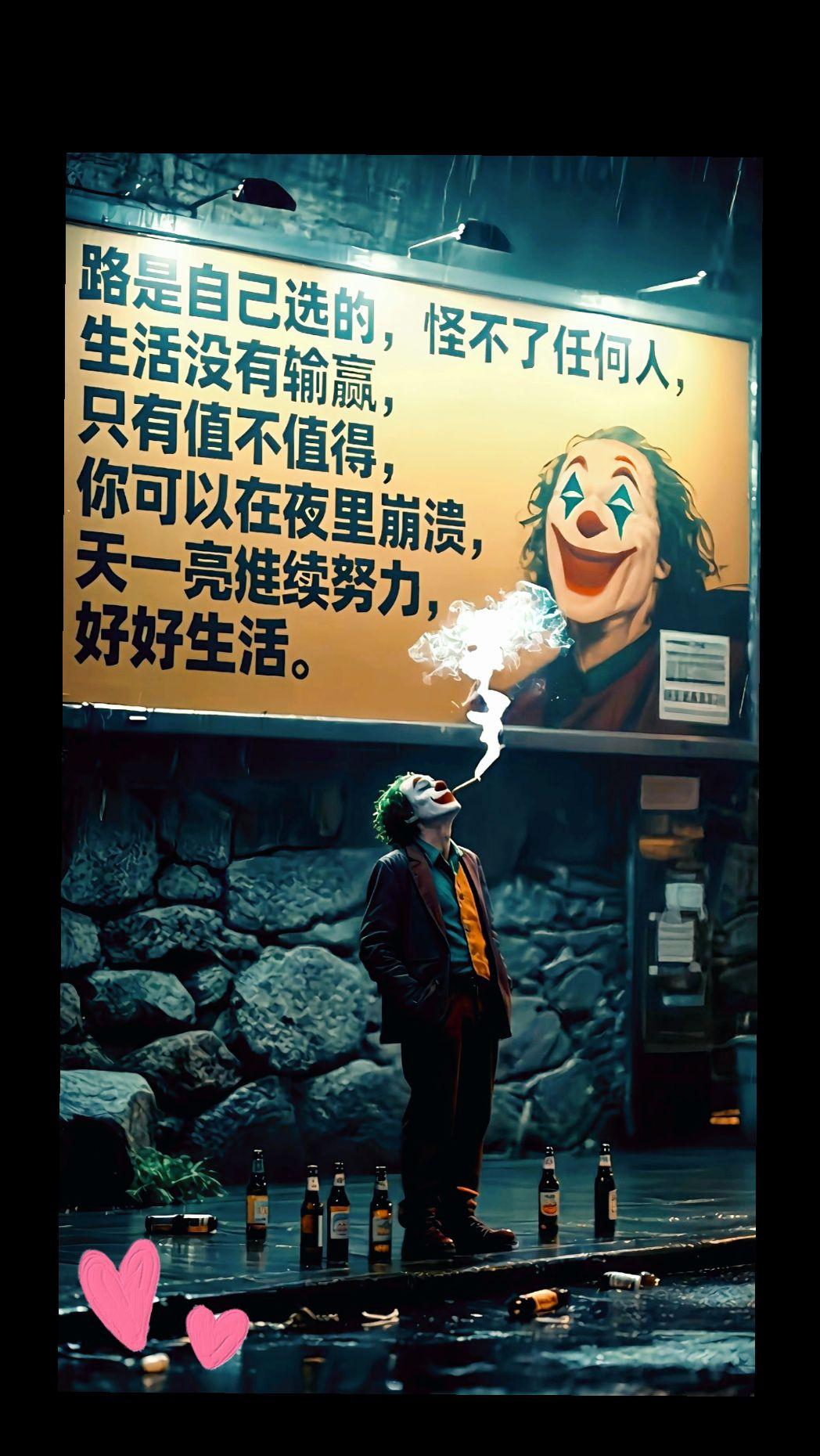 路是自己选的，怪不了任何人，生活没有输赢，只有值不值得，你可以在夜里崩溃，天一亮