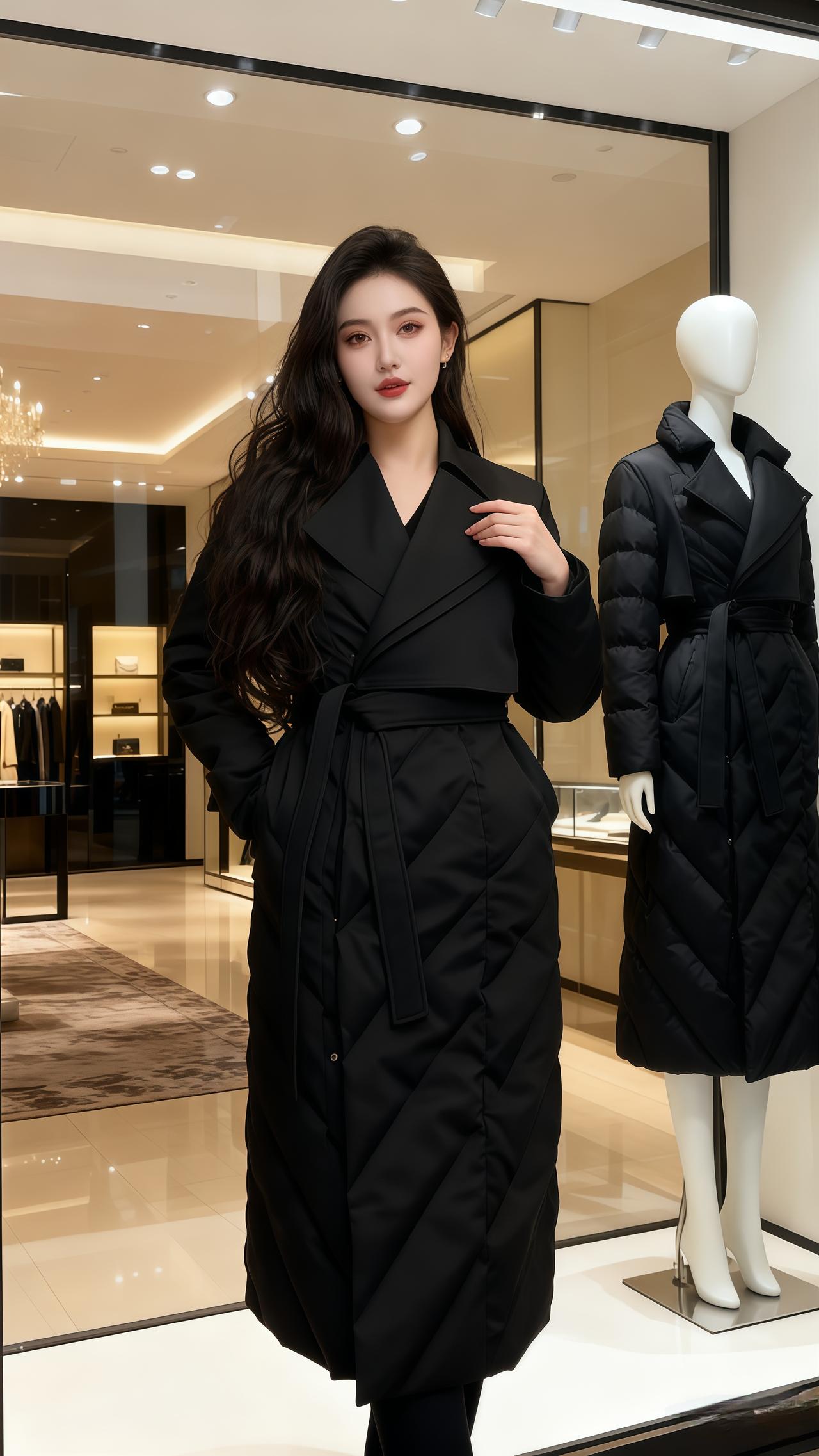 穿搭 高端大气 长款羽绒服 冬季穿搭 轻奢女装