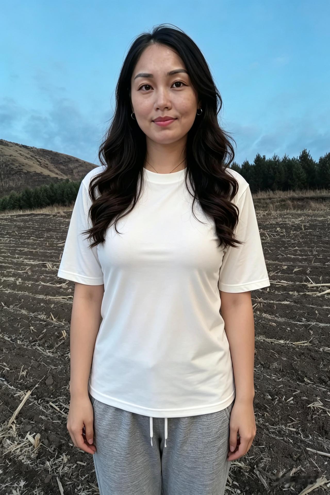 长天漫染落霞红，立尽田畴沐晚风。
不恋尘嚣繁华事，青山作伴意无穷。