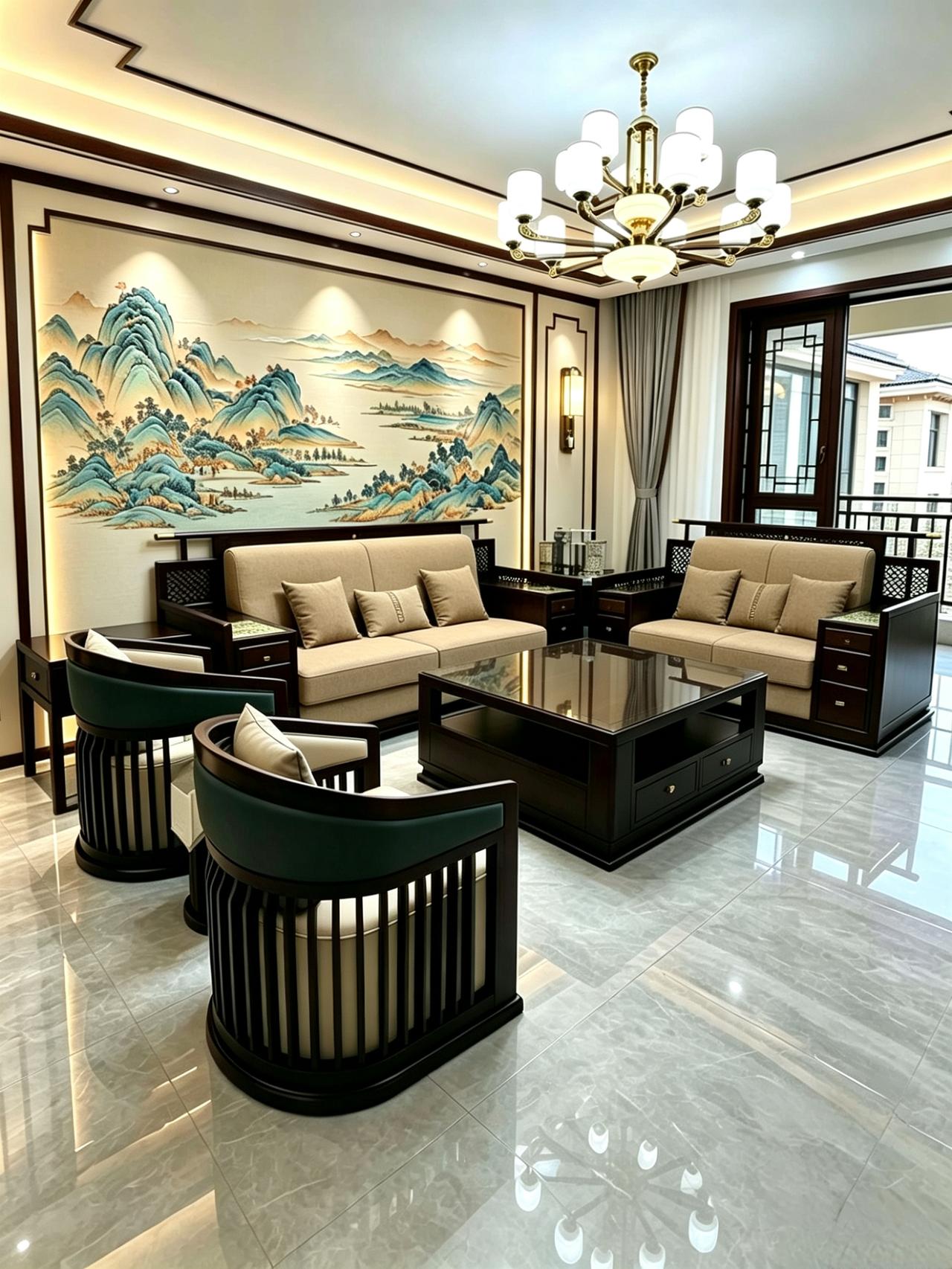 新中式风格沙发 新中式家具 全屋定制家具 客厅搭配 新中式客厅