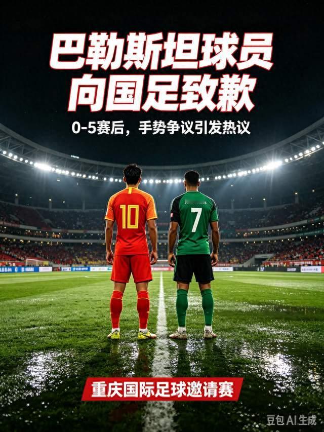 标题：手势引发热议！巴勒斯坦球员公开致歉国足0‑5惨败值得深思