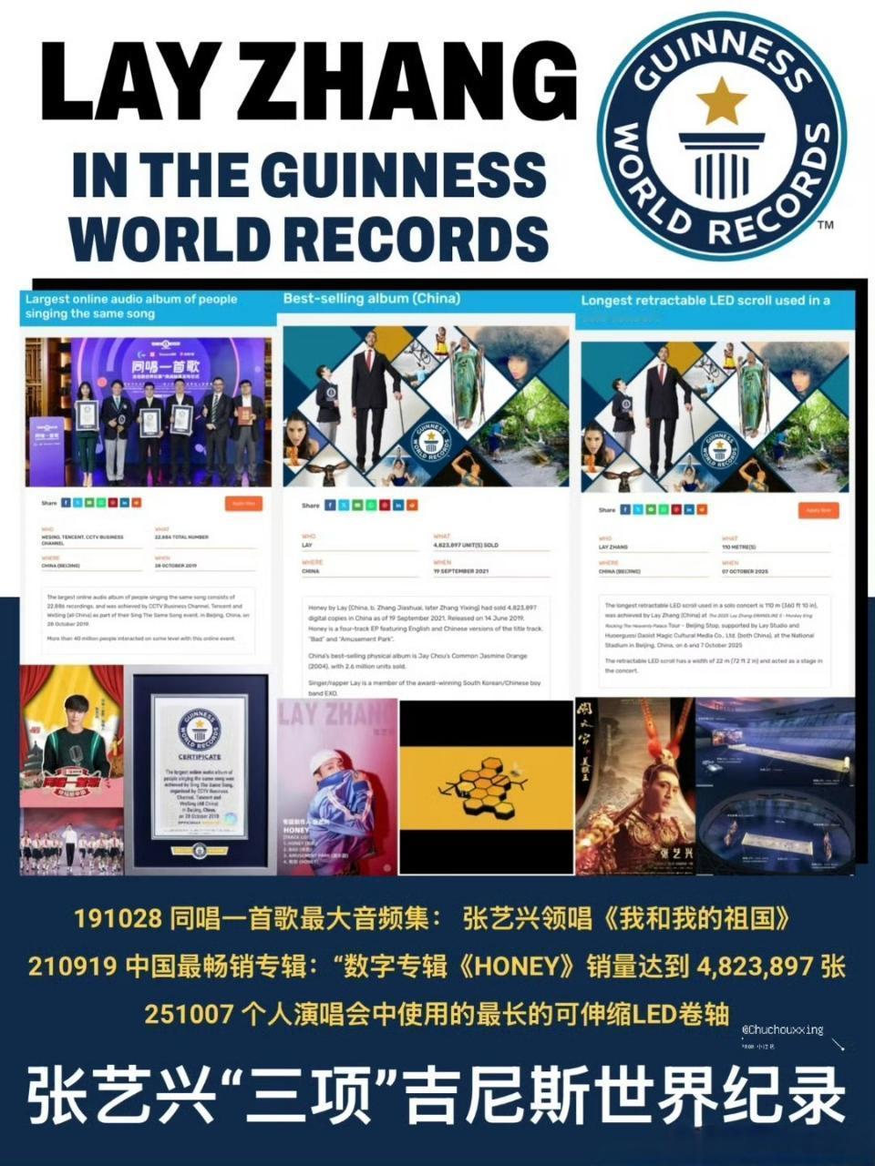 张艺兴鸟巢演唱会创吉尼斯纪录 外网大出圈📈！！吉尼斯官方发帖不到24h即万赞万