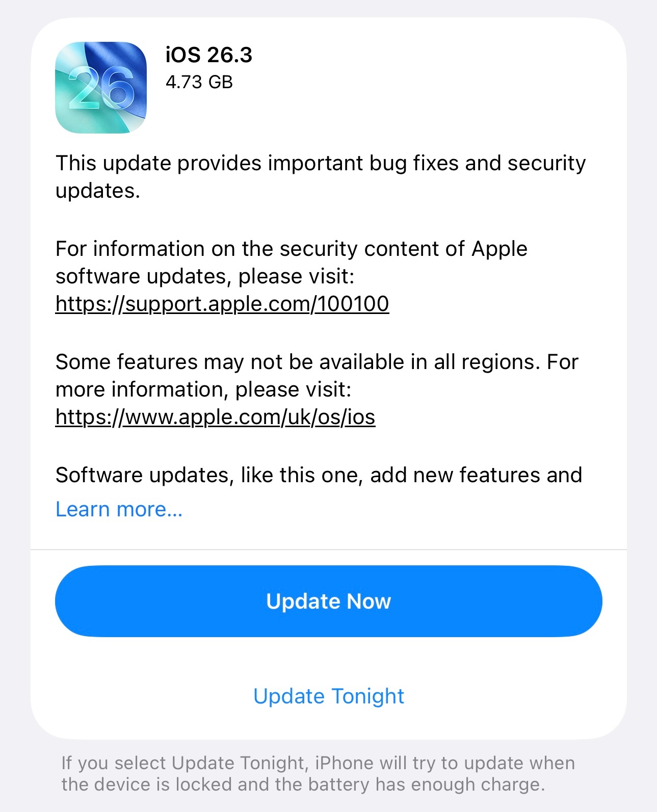 iOS26.3正式版来了对于我来说，最大的好处就是iPhone 和安卓的设备可以