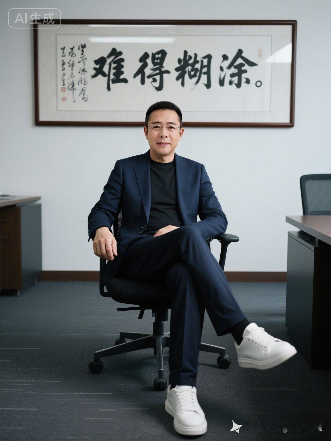 西装革履，自信满满，办公室里的成功人士。