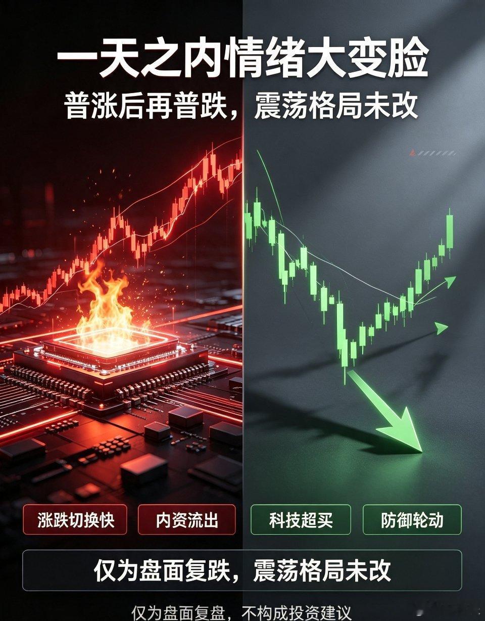 昨日全线普涨大涨、市场高呼科技牛归来，今日直接低开跳水、个股集体走弱，一天之内情