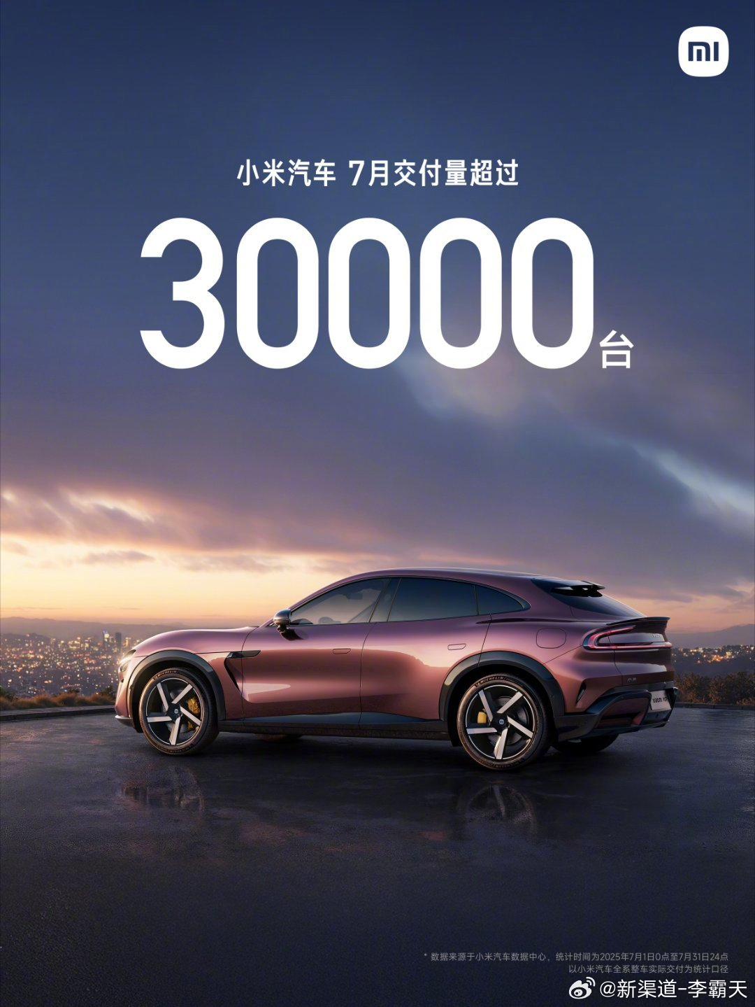 小米汽车交付量超30000台 7月YU7交付应该是5000左右，大头还是SU7的