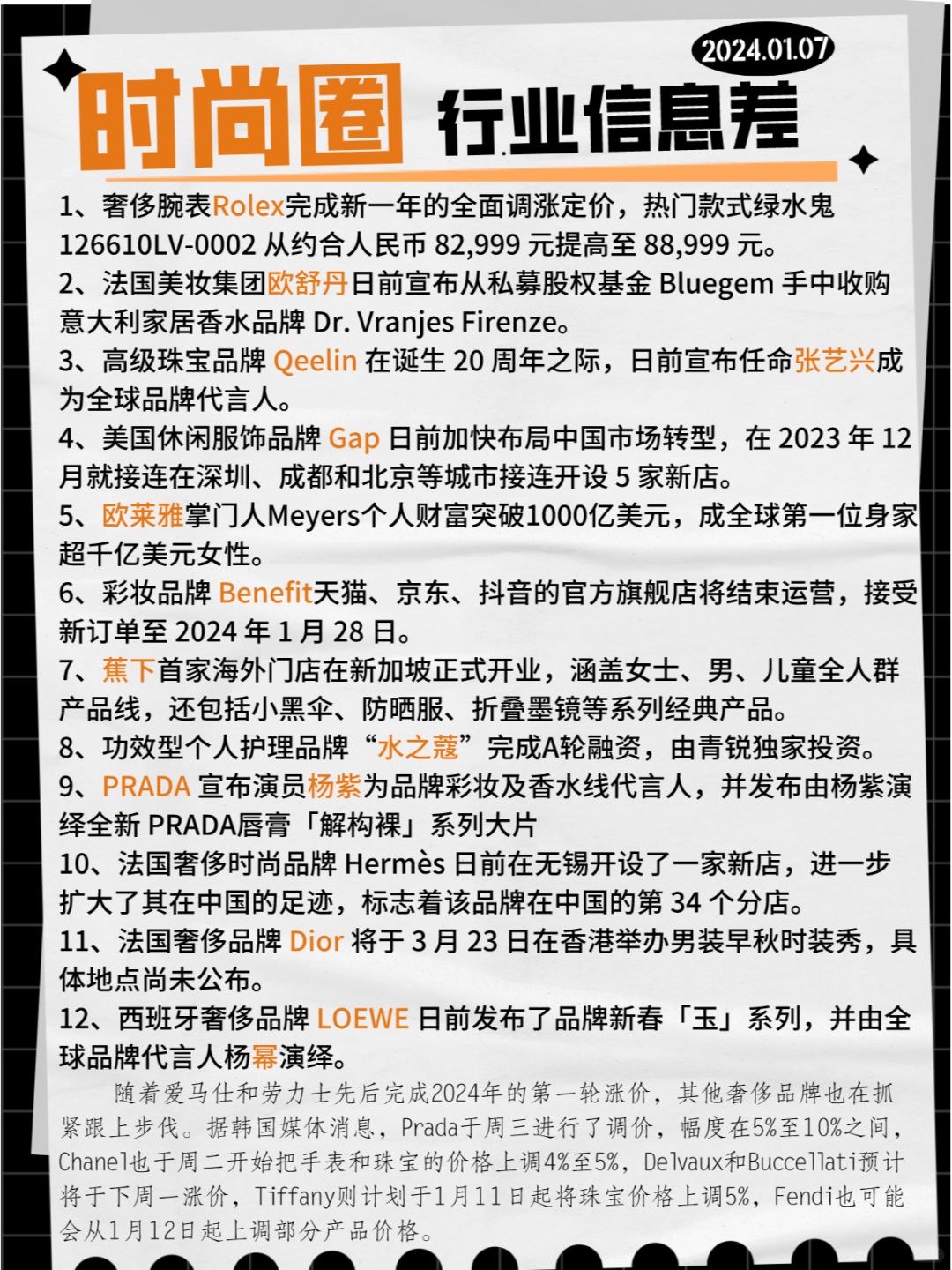 【时尚圈】行业信息差