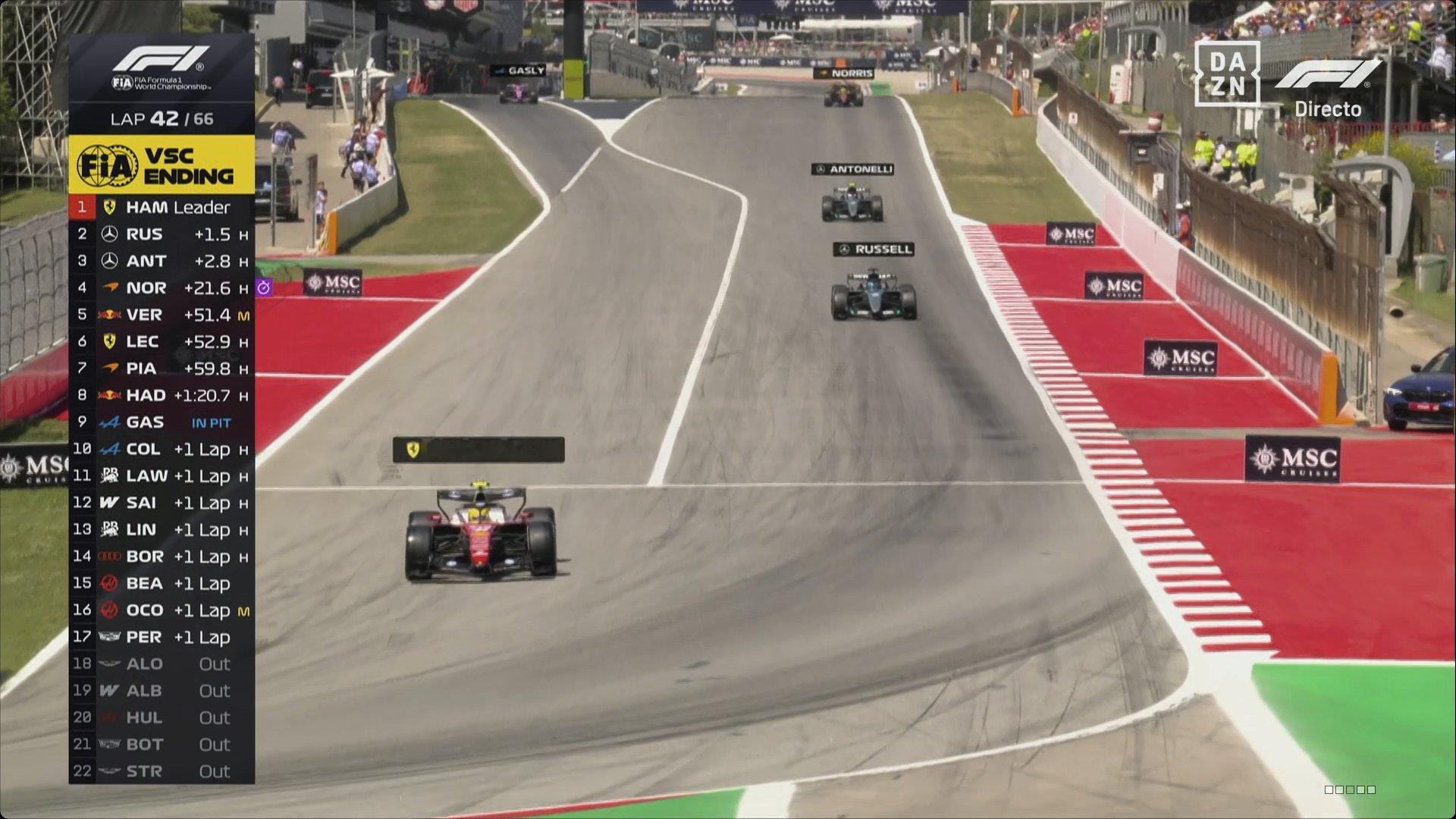 f1 汉密尔顿利用VSC进站，出站后还在P1～2026f1巴塞罗那大奖赛