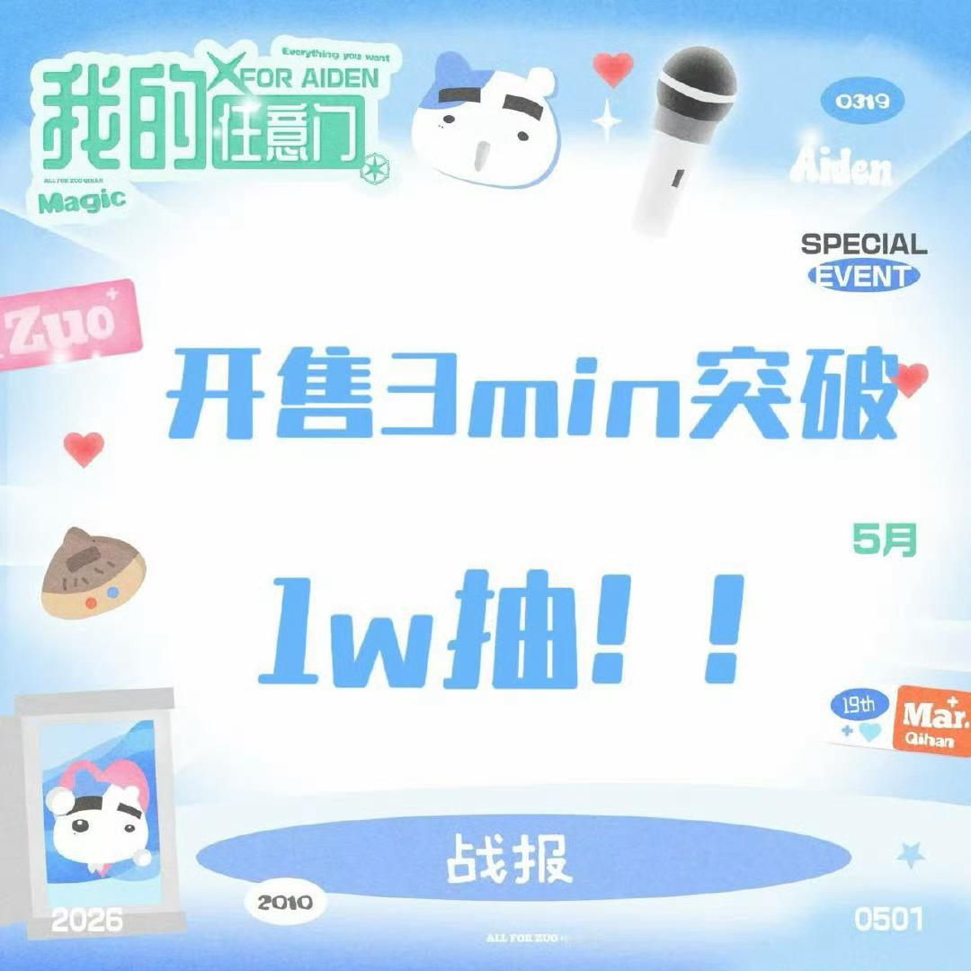 左奇函抽抽乐3min破1w抽💙💙 