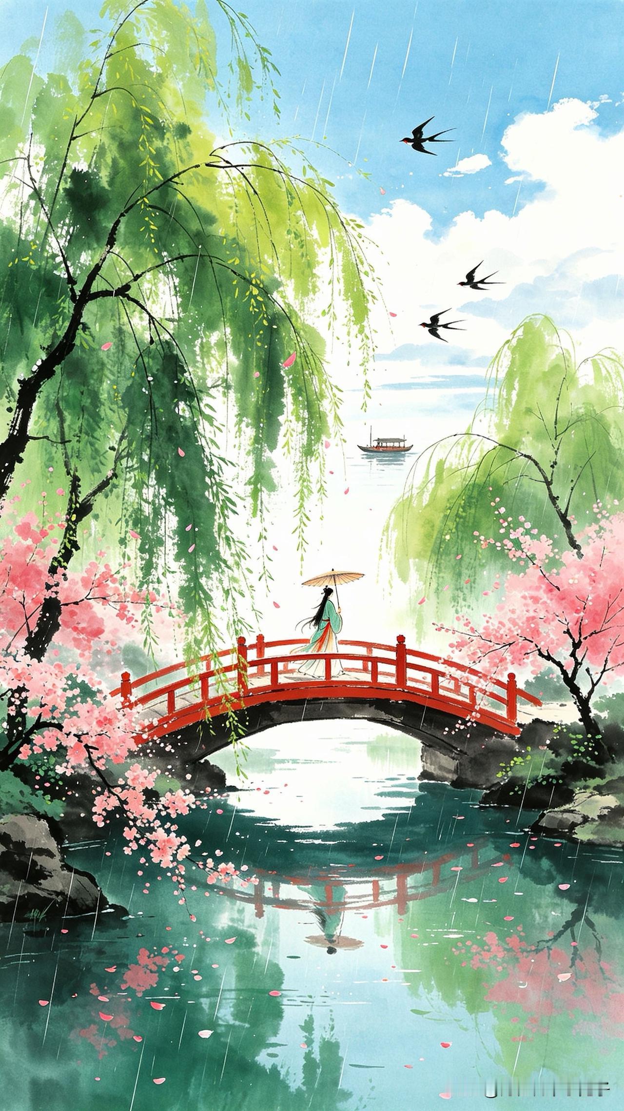 一堤烟柳接青霄，
十里香风送画桡。
燕剪云衣裁碧落，
       
…………请