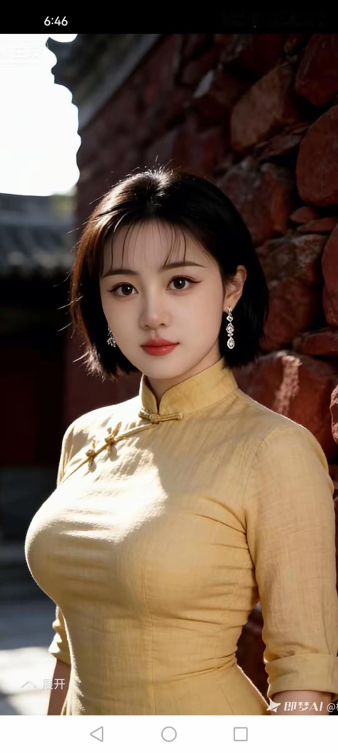 金字经·红墙黄衣少女
红墙金光耀，
黄衣佳影娇。
浅笑含情花失韶。
妖，眸波生梦