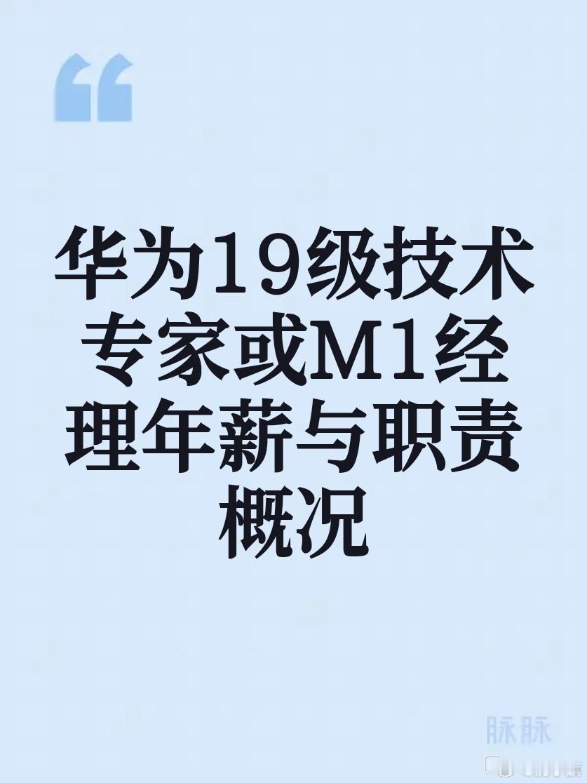 华为19级（技术专家/M1经理），推测总年薪200万-300万元，管理100人以