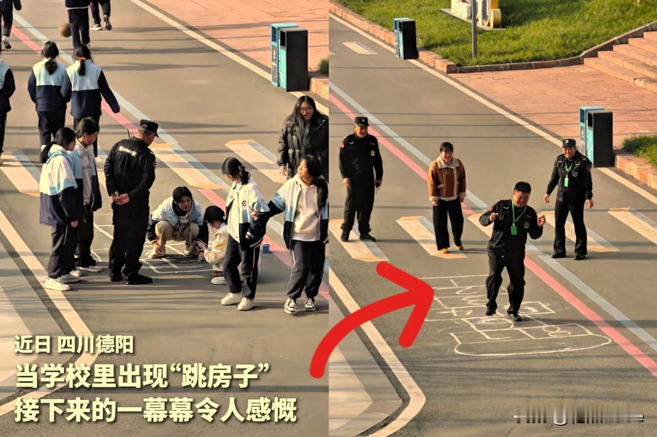 “解释不清了！”四川德阳，两个高中女生课间在上课必经路上，用粉笔画了个“跳房子”