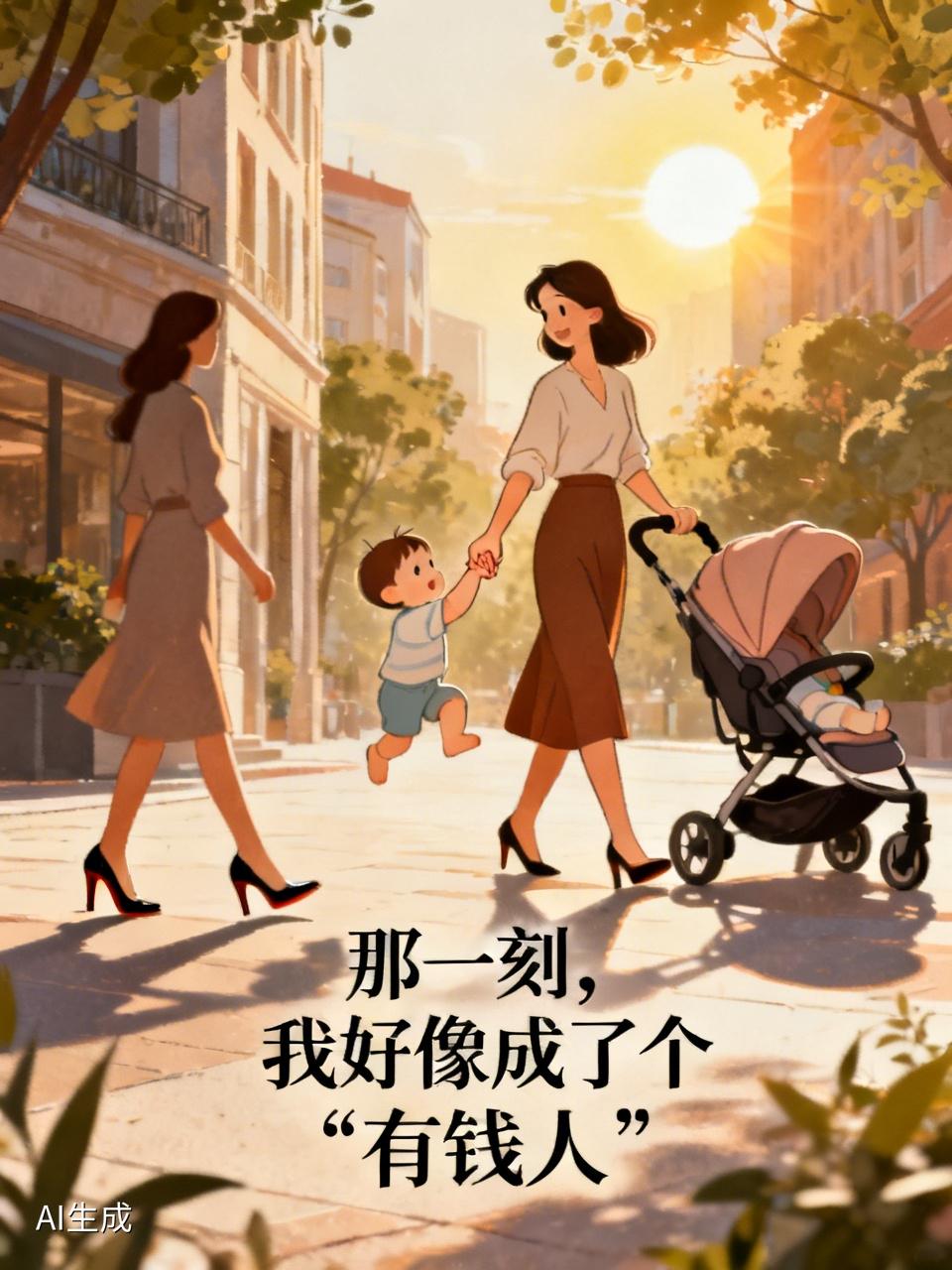 昨天我推着宝宝在小区晒太阳，他忽然抓住我一根手指咯咯笑。阳光照在他新长的牙上，亮
